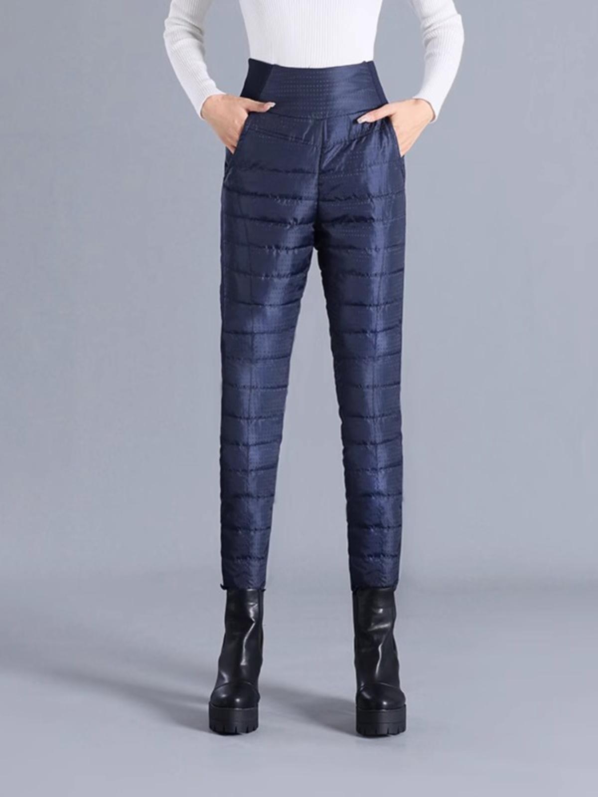 양털 패딩바지 방한복 백패킹 겨울 기모바지 방한바지 네이비블루 다크 패턴 2XL 59.5~65kg - 메인 이미지