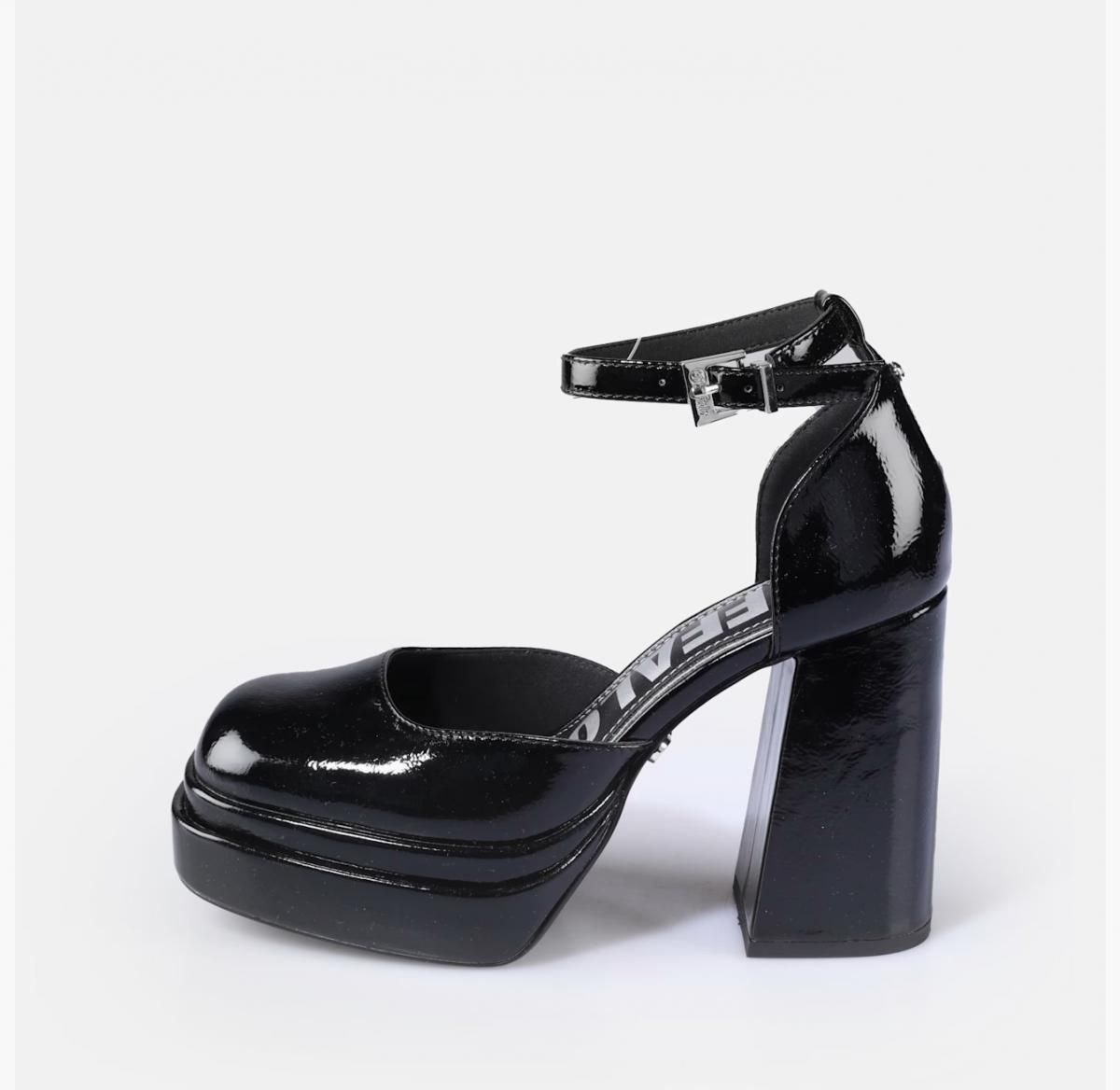 버팔로 플랫폼 블랙 에나멜 앵클 스트랩 펌프스 02474953 SCHWARZ - 메인 이미지