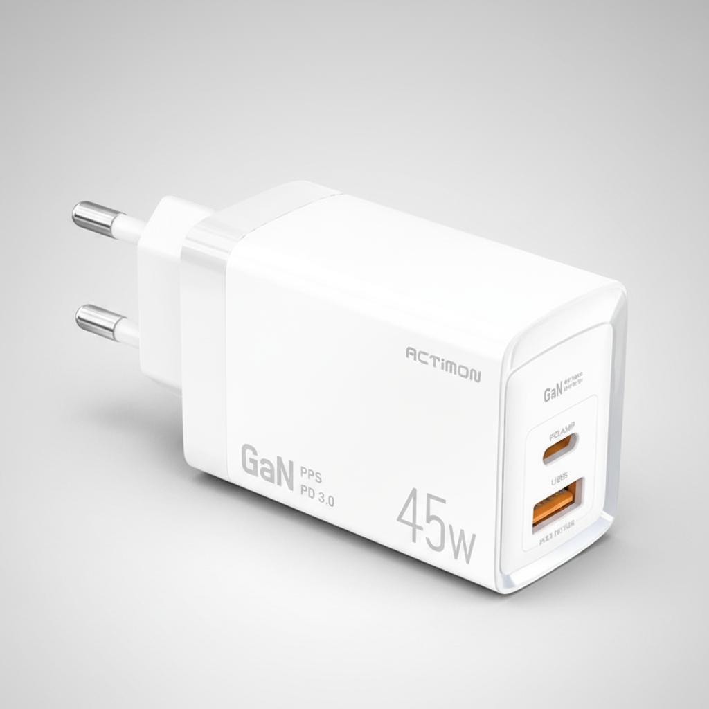 GaN 지원 PPS PD 45W C포트 USB 듀얼 초고속 가정용충전기 CtoC 케이블 - 상품 이미지