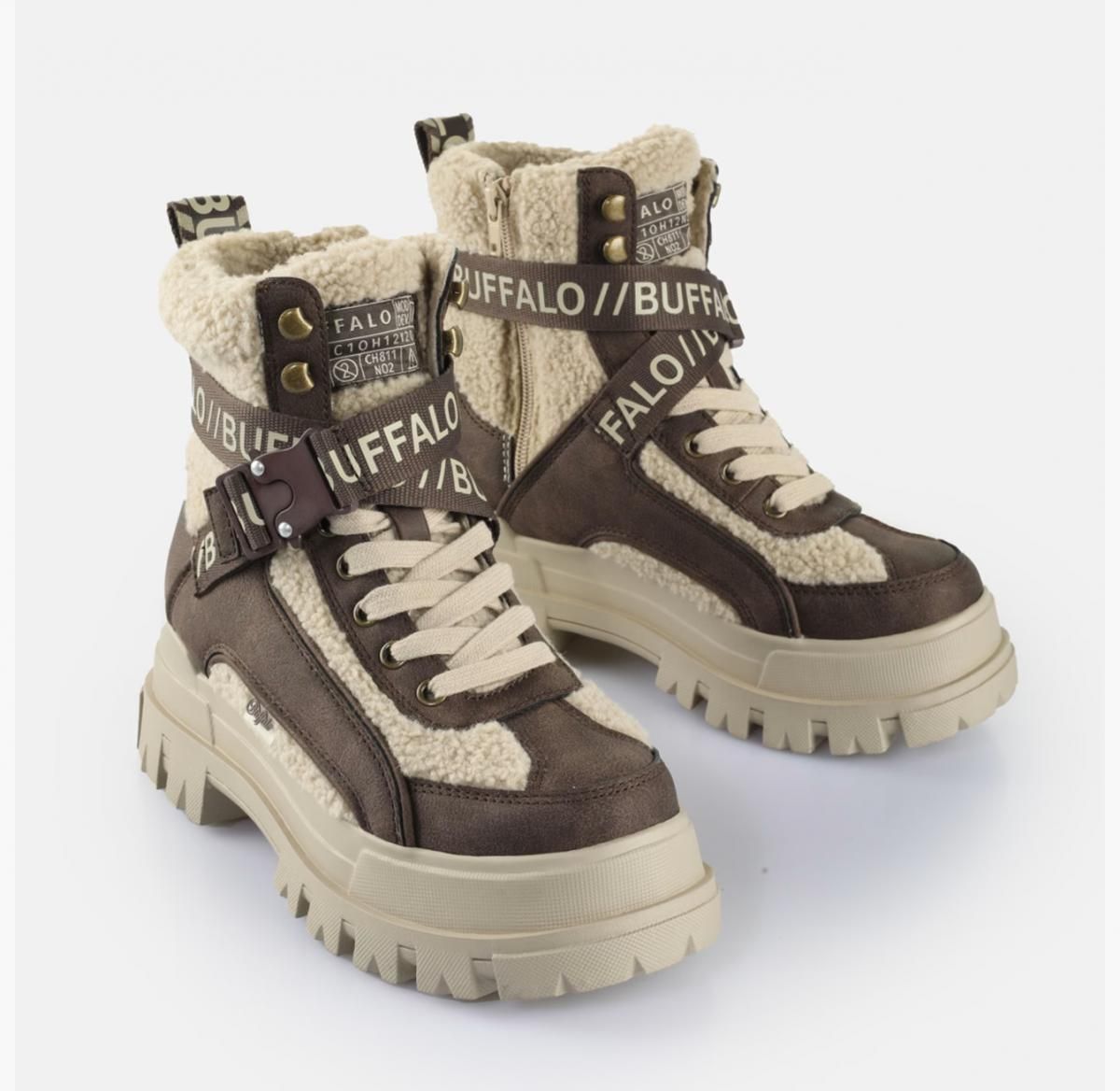버팔로 테크니컬 플랫폼 웜 퍼 앵클부츠 02377191 BRAUN/BEIGE - 상세 이미지 3