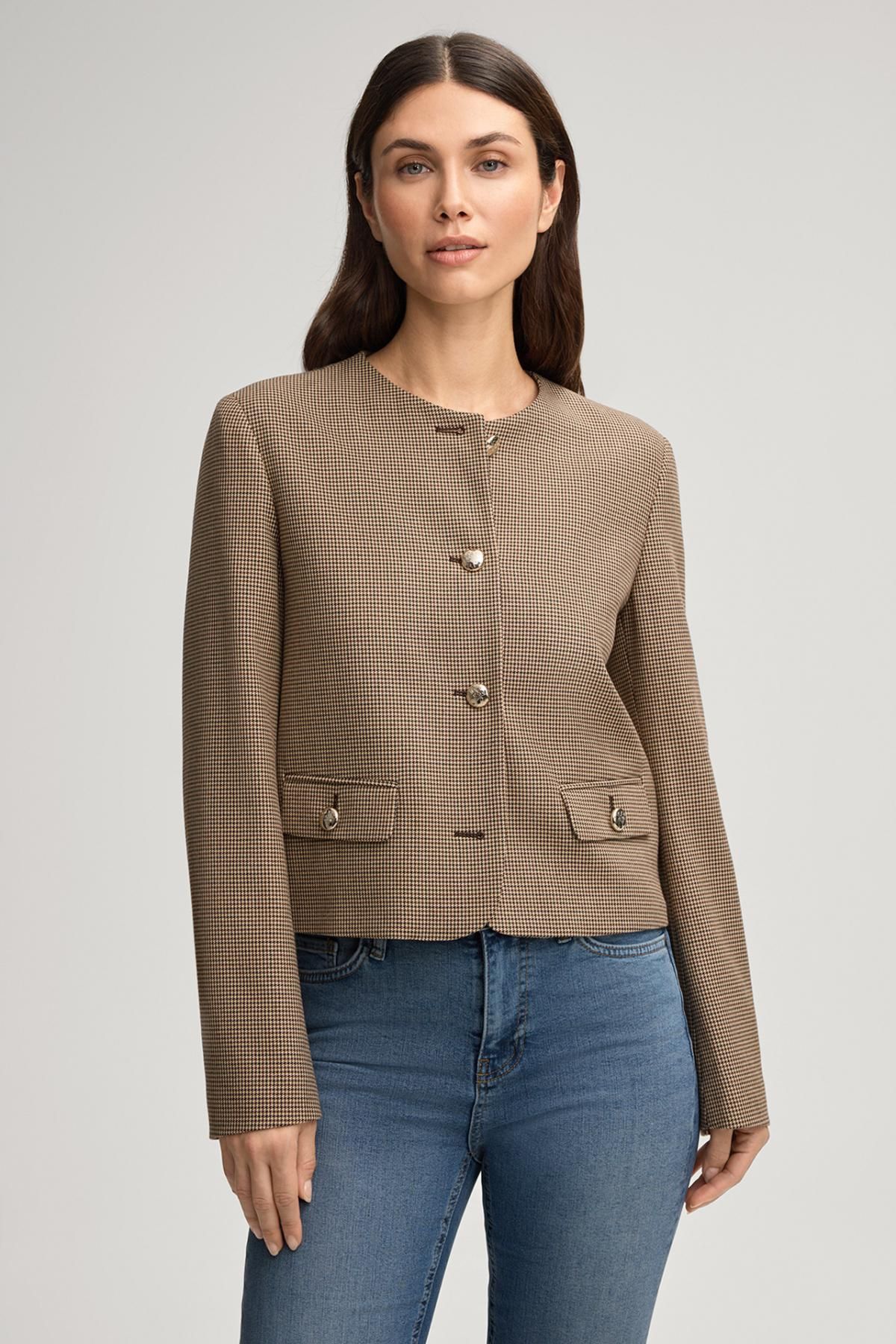 윱 체크 라운드넥 재킷 베이지 브라운 30048276-10020169-981 ONE COLOR - 상세 이미지 2