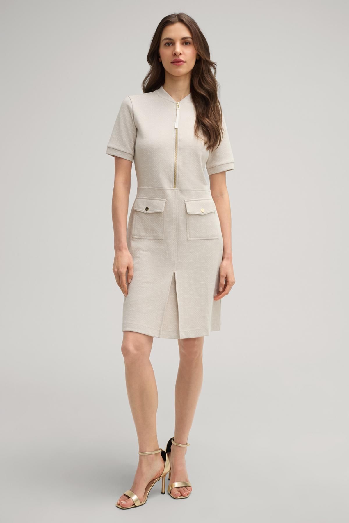 윱 스탠드 칼라 집업 베이지 원피스 30046249-10019326-299 BEIGE/ECRU - 상세 이미지 3