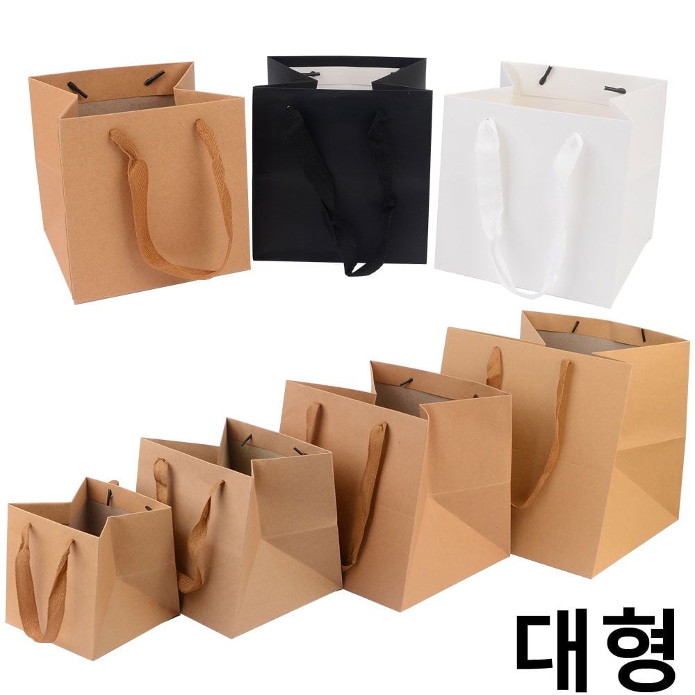 정사각 심플 무지 종이 쇼핑백 (대형) X20개 선물백 - 메인 이미지
