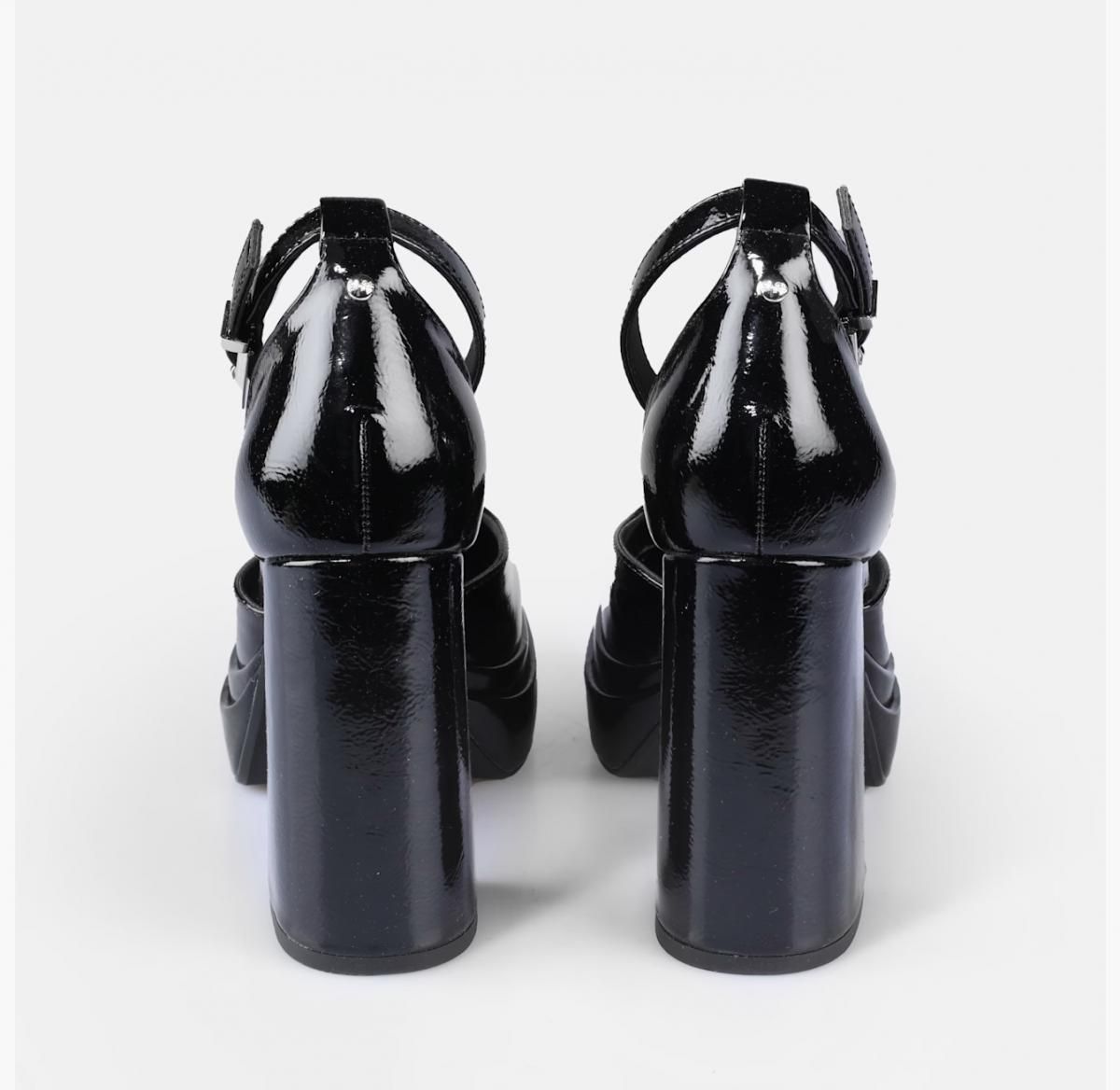 버팔로 플랫폼 블랙 에나멜 앵클 스트랩 펌프스 02474953 SCHWARZ - 상세 이미지 4