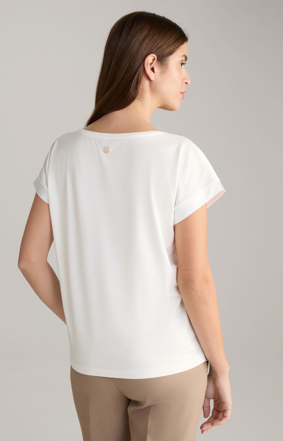 윱 럭셔리 새틴 라운드넥 오프화이트 반팔 블라우스 30044802-10011739-102 OFFWHITE - 상세 이미지 4