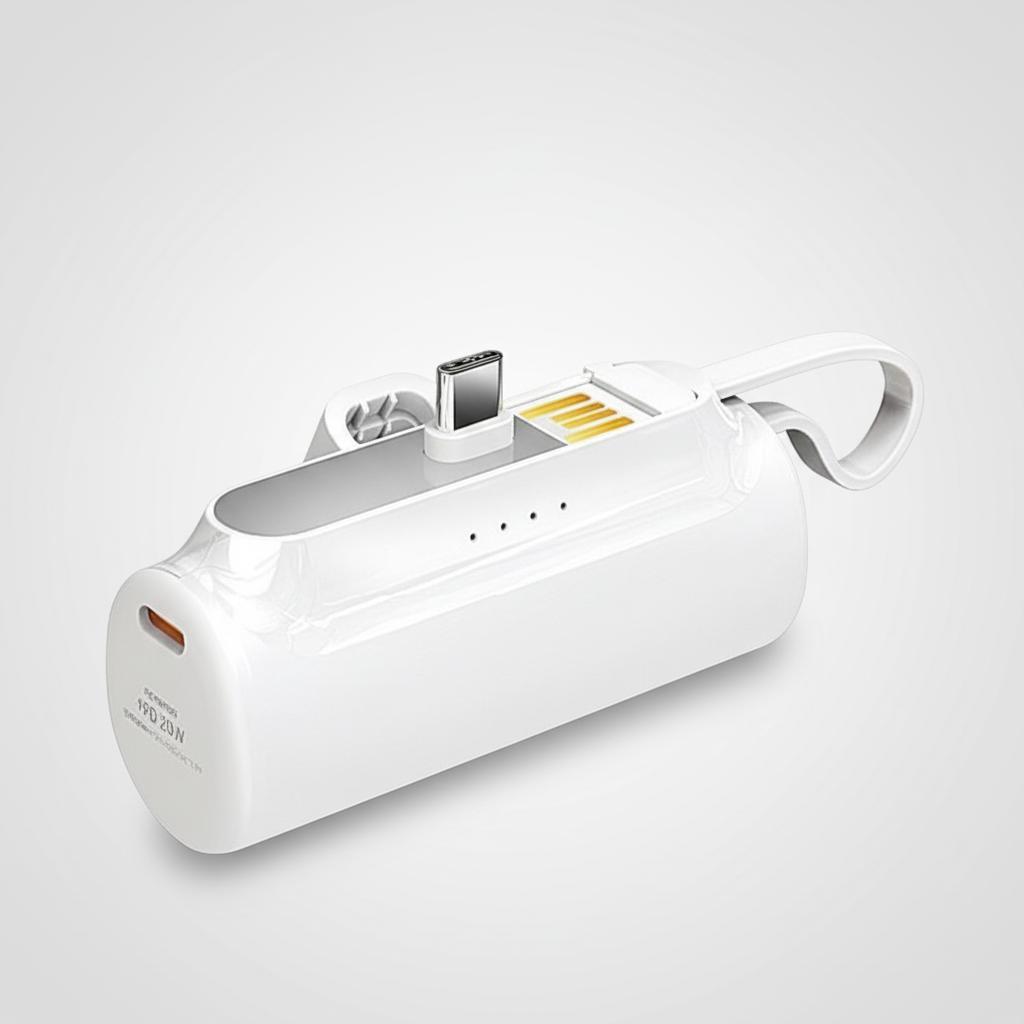 PD20W 고속 일체형 휴대용 5000mAh 보조배터리 C타입 휴대가 편리한 포켓사이즈 - 상품 이미지