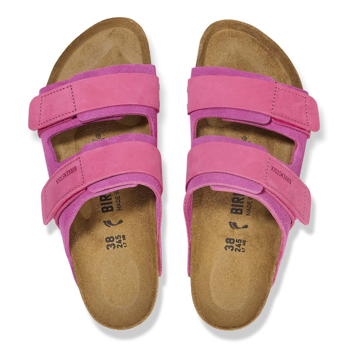 버켄스탁 벨크로 스트랩 누벅 스웨이드 핑크 샌들 1026552/1026497 FUCHSIA TULIP - 상세 이미지 3