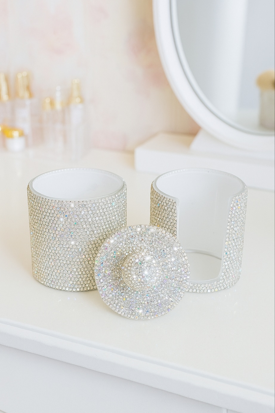 DIA 화장솜 면봉 케이스 수공예 큐빅장식 화장솜 보관함 - 상세 이미지 3