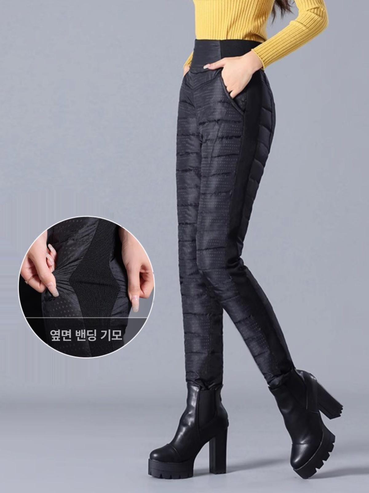 양털 패딩바지 방한복 백패킹 겨울 기모바지 방한바지 네이비블루 다크 패턴 2XL 59.5~65kg - 상세 이미지 4
