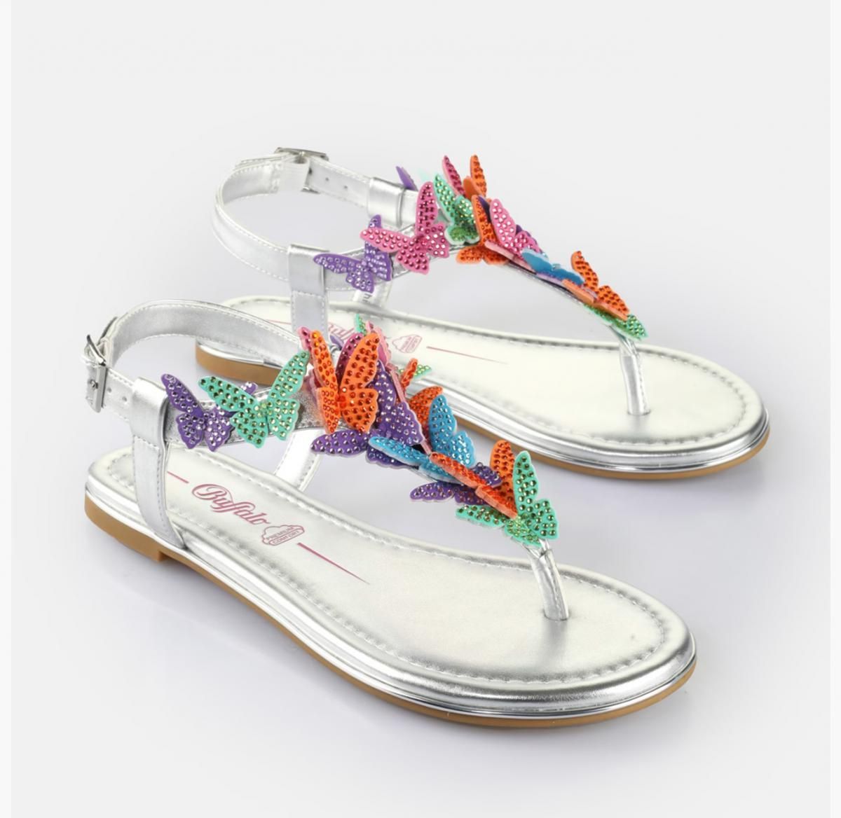 버팔로 멀티컬러 버터플라이 글램 스트랩 샌들 실버 02385770 SILBER/MULTICOLOR - 상세 이미지 3