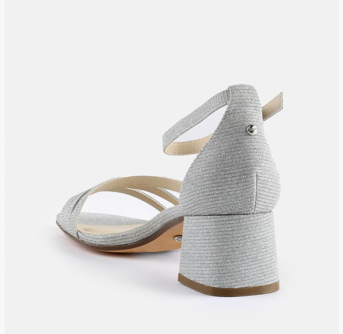 버팔로 글리터 실버 스트랩 샌들 5cm 블록힐 메모리폼 02377049 SILBER - 상세 이미지 5