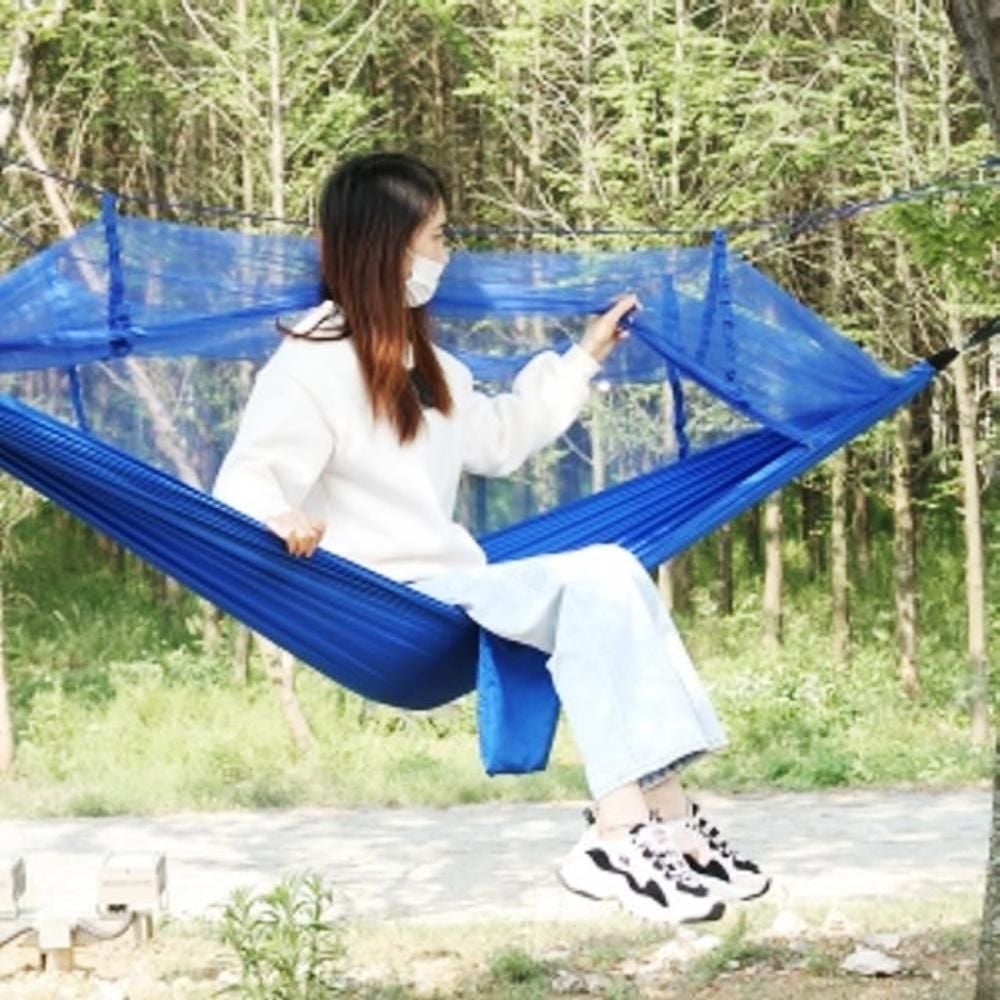 공중 쉘터 캠핑 모기장 해먹 블루 경량 침대 - 상품 이미지