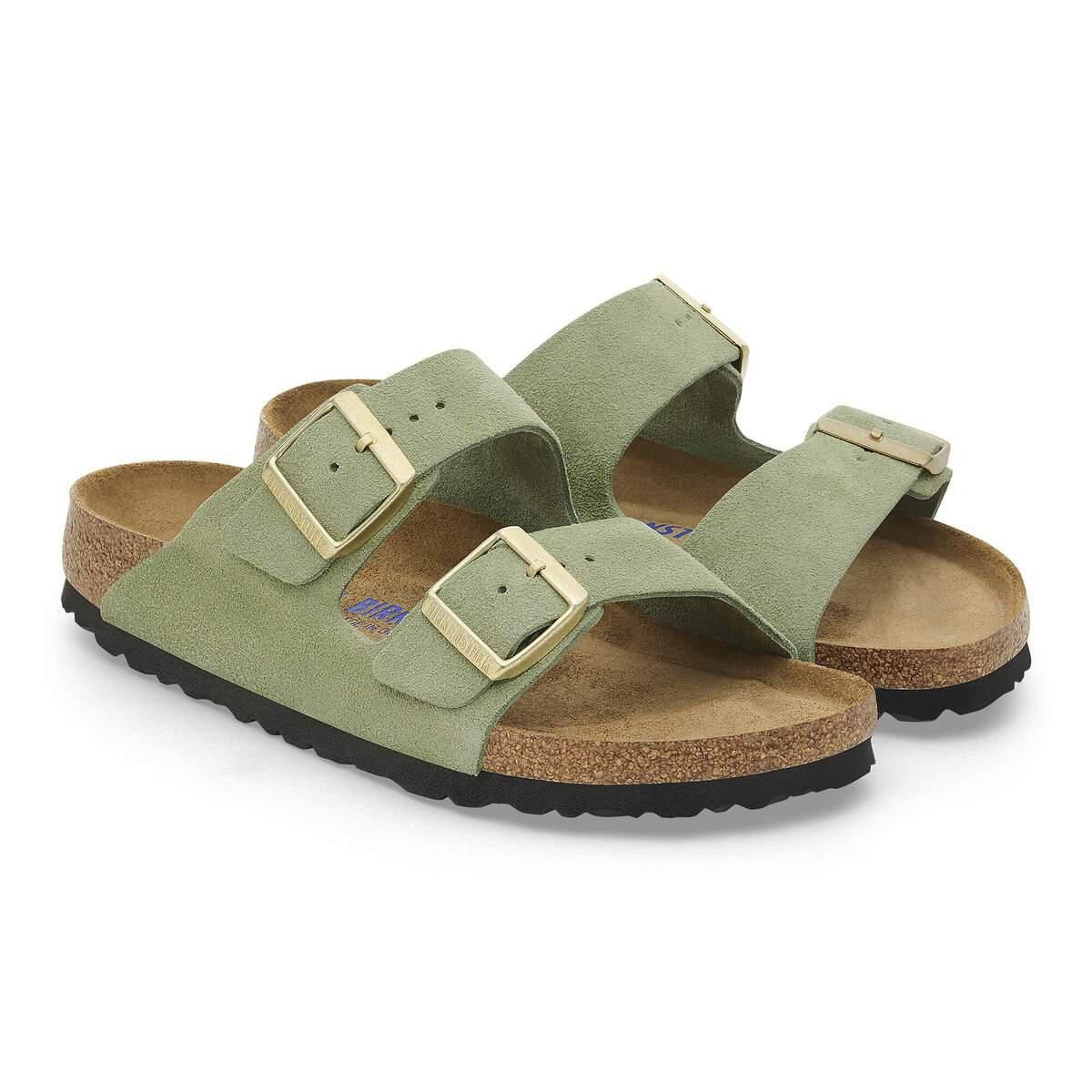 버켄스탁 아리조나 소프트 풋베드 스웨이드 레더 샌들 1027933/1027962 GREEN TEA - 상세 이미지 4