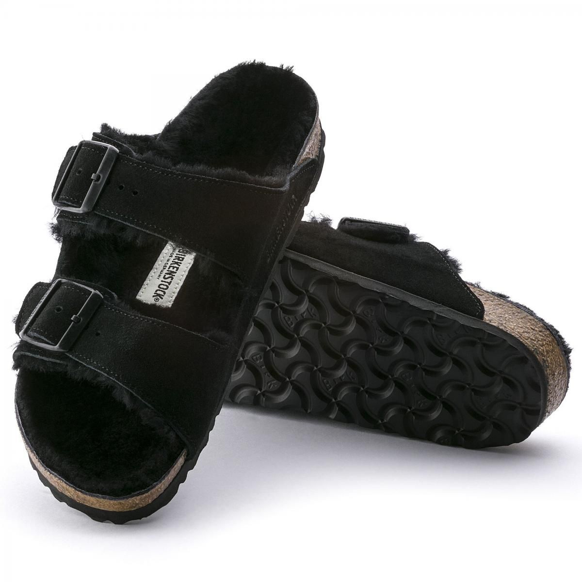 버켄스탁 프리미엄 무톤 퍼 슬라이드 샌들 Arizona Shearling Suede Leather 0752661/0752663 - 상세 이미지 5