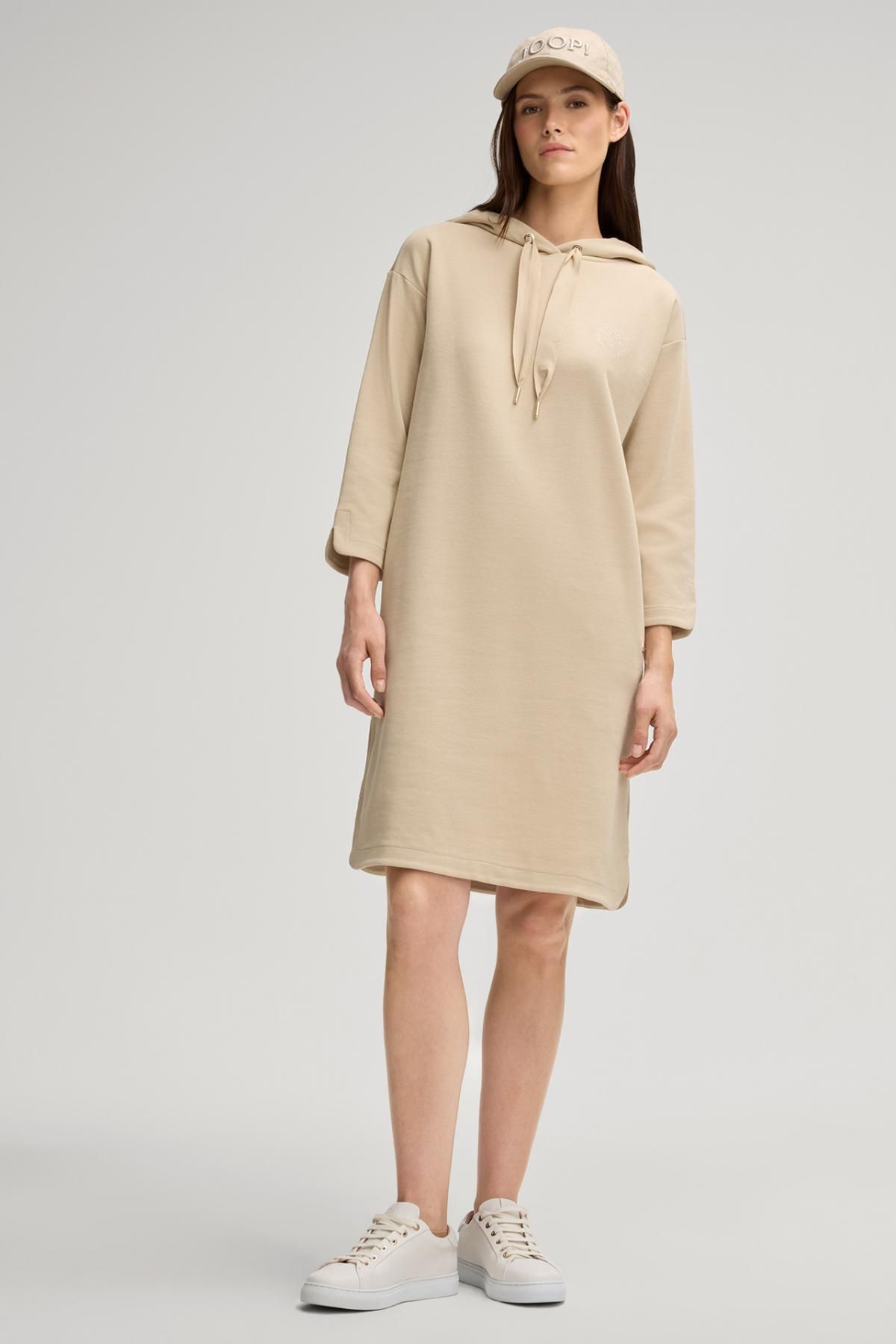윱 캐주얼 베이지 코튼믹스 후드 미디 원피스 30047772-10007096-231 BEIGE - 상세 이미지 3