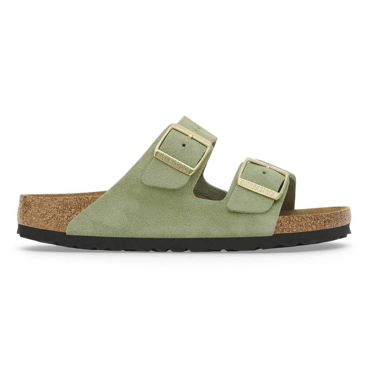 버켄스탁 아리조나 소프트 풋베드 스웨이드 레더 샌들 1027933/1027962 GREEN TEA - 상품 이미지