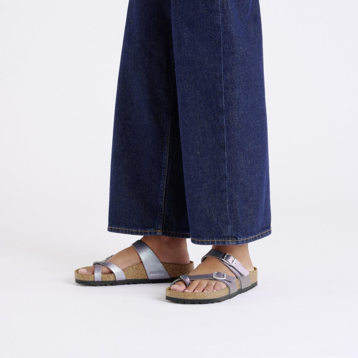 버켄스탁 아이코닉 스트랩 샌들 Mayari BirkoFlor 엠보싱 1029285/1029320 SAFFIANO IRIDESCENT VIOLA - 상세 이미지 3