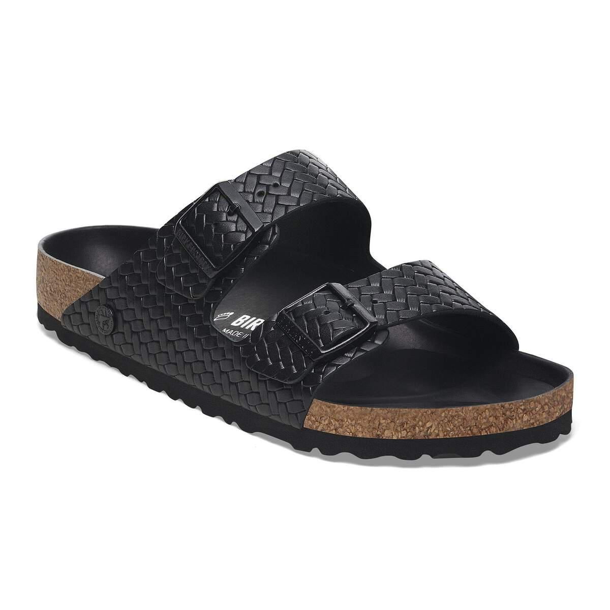 버켄스탁 아리조나 리벳 로고 내추럴레더 버클 샌들 1029133/1029175 WOVEN EMBOSSED BLACK - 상세 이미지 2