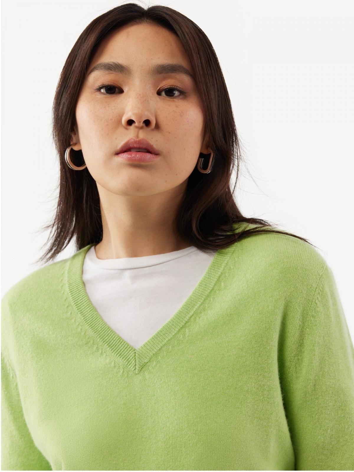 고비캐시미어 기본 브이넥 캐시미어 풀오버 KW070523-1461S0000-002E JADE LIMETTE - 상세 이미지 5