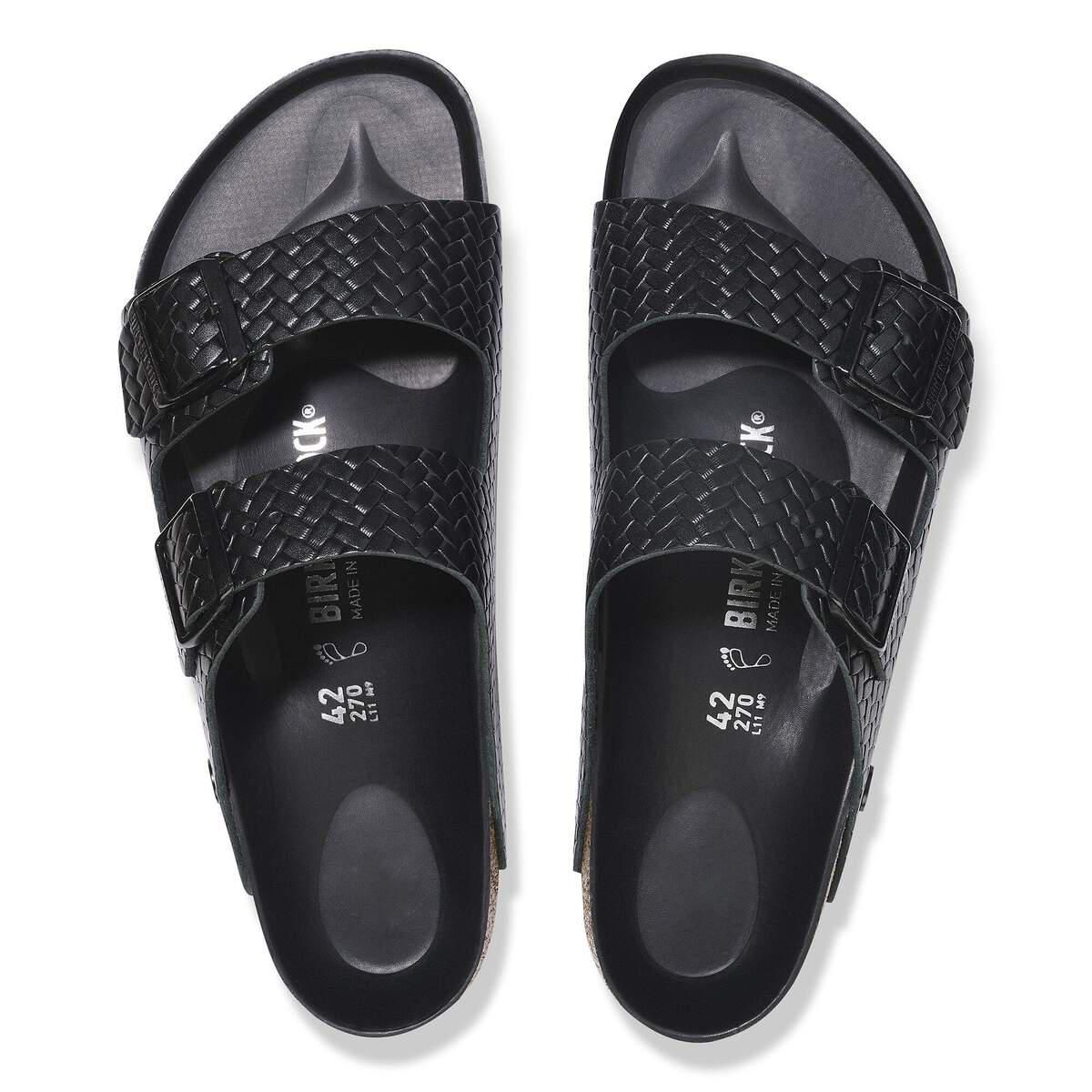 버켄스탁 아리조나 리벳 로고 내추럴레더 버클 샌들 1029133/1029175 WOVEN EMBOSSED BLACK - 상세 이미지 3