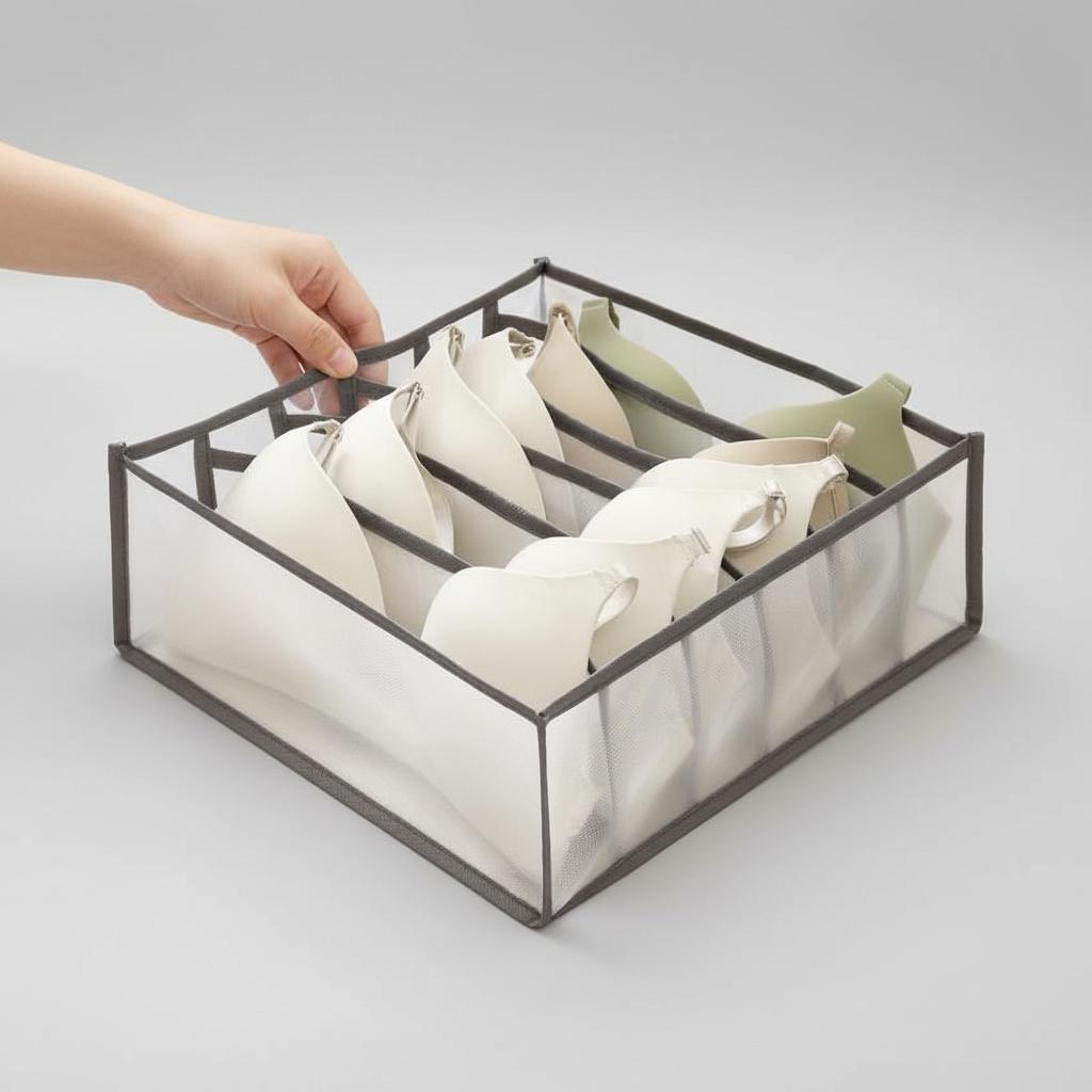 메쉬 칸막이 속옷 정리함 수납함 6칸 - 상품 이미지