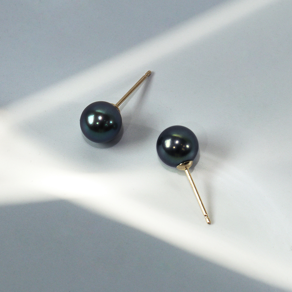 14K 18K 아코야 해수 흑진주귀걸이 7mm 8mm AAA+(감정서 포함) - 상품 이미지