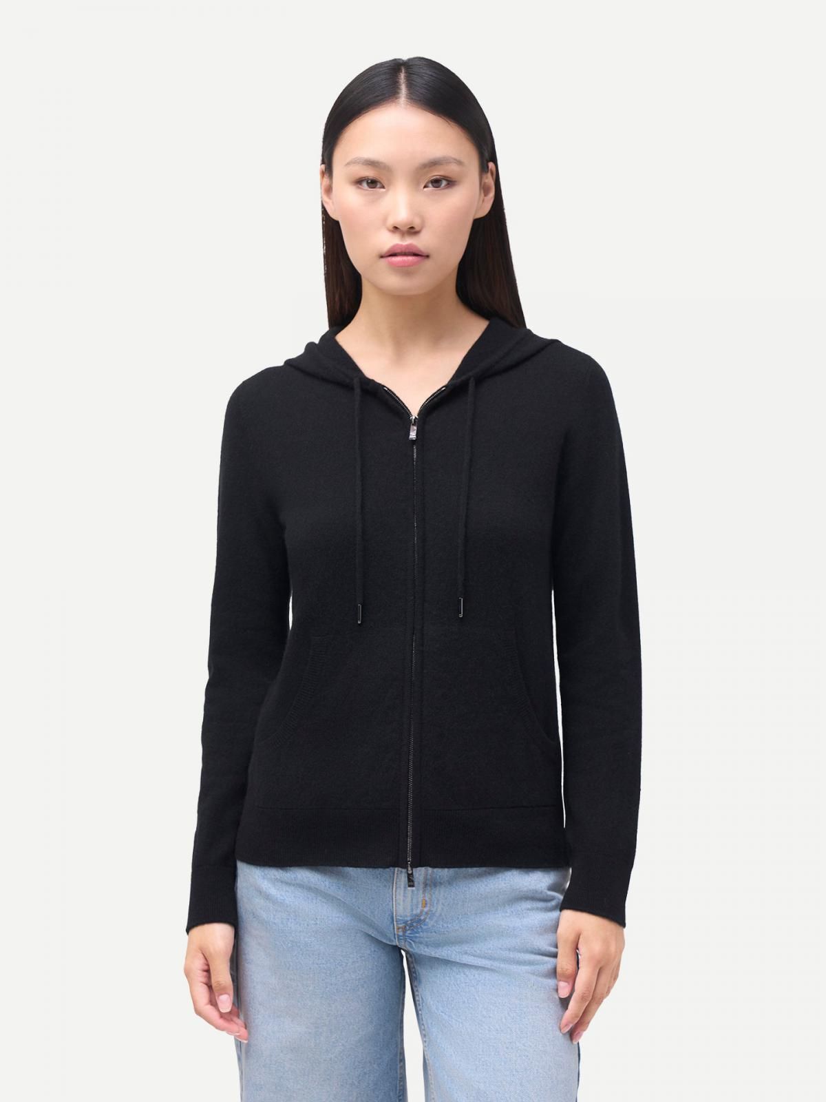 고비캐시미어 프리미엄 캐시미어 집업 후드티 블랙 포켓 KW120746-1481S0000-003E SCHWARZ - 상세 이미지 2