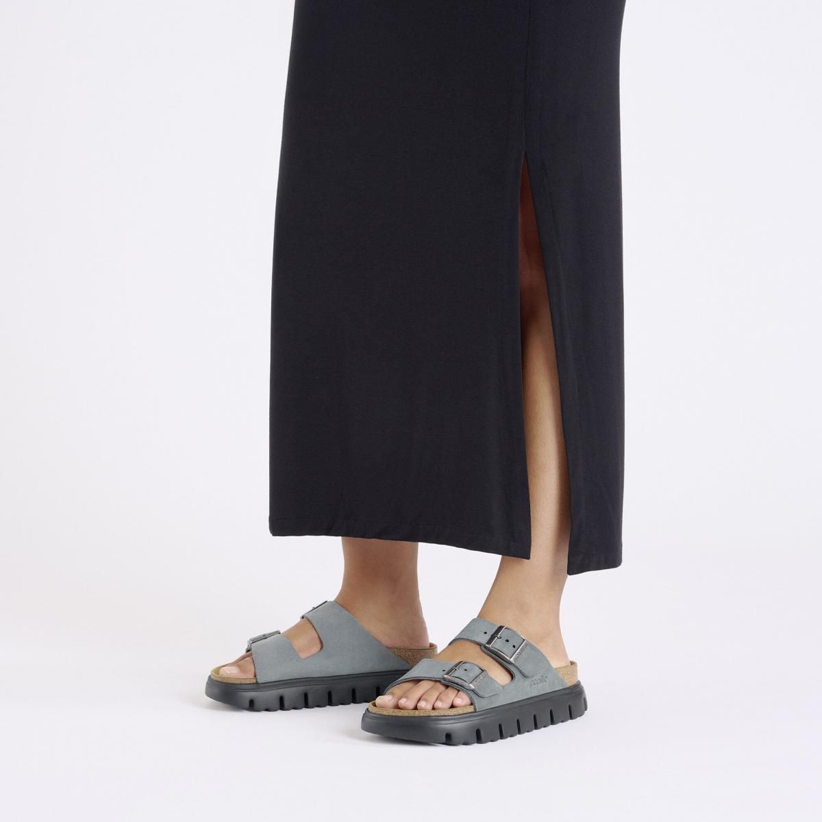 파필리오 스웨이드 플랫폼 벨크로 스트랩 샌들 1029150 BASALT GRAY/ BLACK - 상세 이미지 3