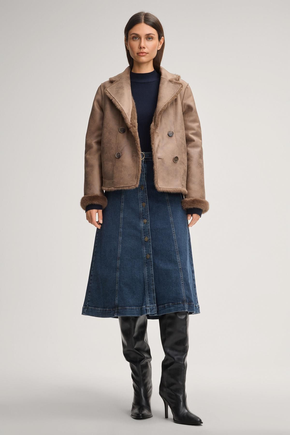 윱 박시핏 테디퍼 자켓 코냑 브라운 30048880-10020267-209 ONE COLOR - 상세 이미지 3