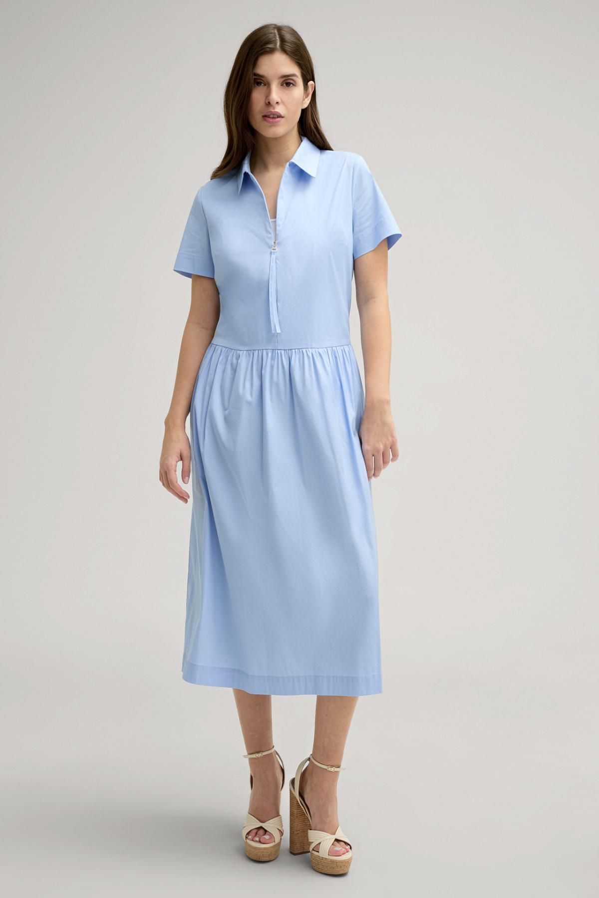 윱 스카이블루 미디 셔츠 원피스 스트레치 코튼 믹스 30046639-10018868-451 HELLBLAU - 상세 이미지 2