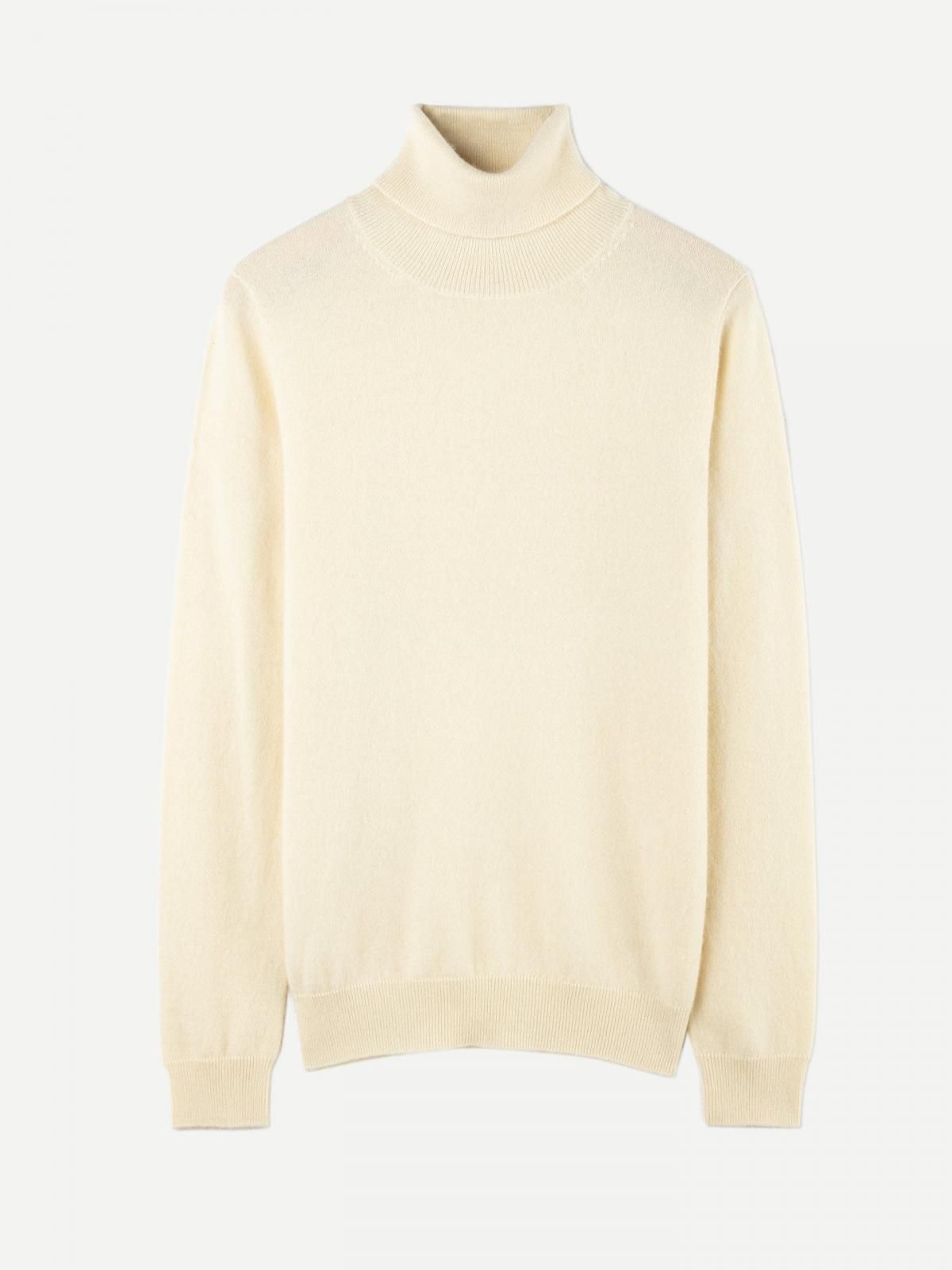 고비캐시미어 내추럴 컬러 캐시미어 터틀넥 풀오버 KW050303-0H-1S0000-002E WEISS - 상품 이미지