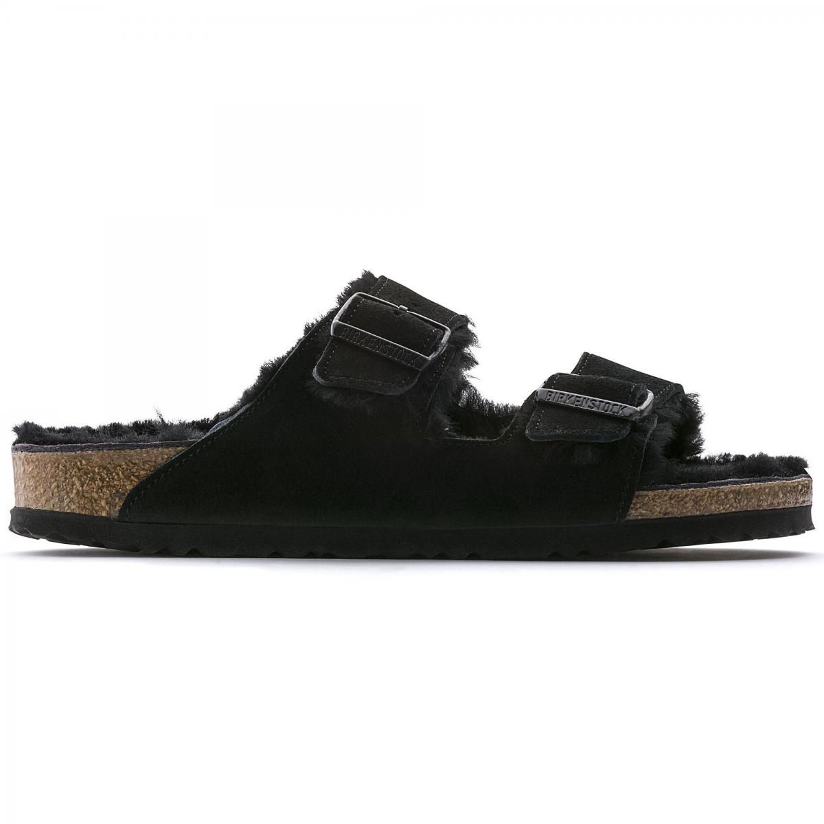 버켄스탁 프리미엄 무톤 퍼 슬라이드 샌들 Arizona Shearling Suede Leather 0752661/0752663 - 상품 이미지