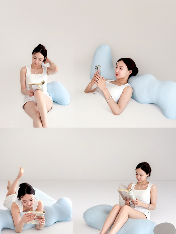옆으로 눕는 임산부 바디필로우 허리 보호 쿠션 수면 베개 포 시즌스카이블루 85x26cm 키 145cm - 상세 이미지 5