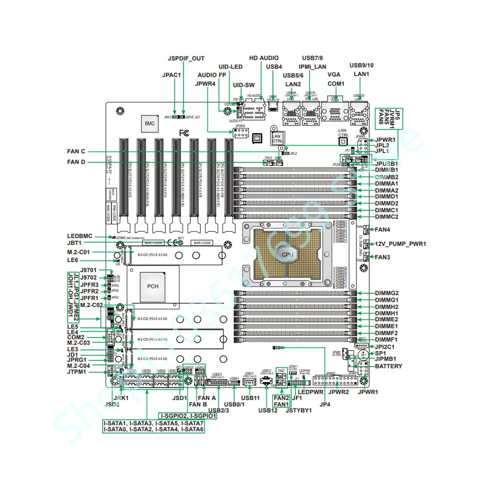 Supermicro 워크스테이션 마더보드 LGA-4189 DDR4 대 Xeon 확장 프로세서 W-3300 X12SPA-TF