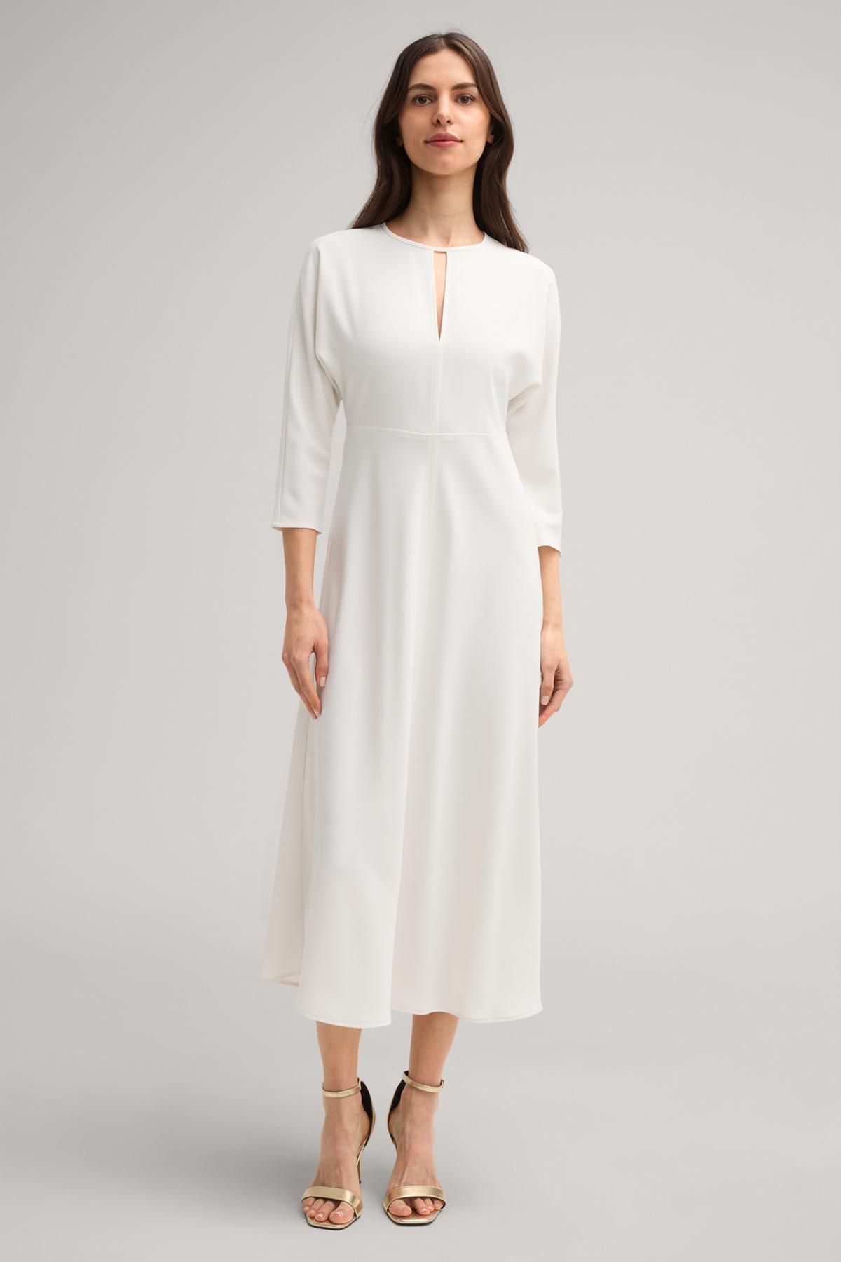 윱 엑스실루엣 롱 크레이프 원피스 도린 키홀넥 이크루 30046618-10019145-102 ECRU - 상세 이미지 2