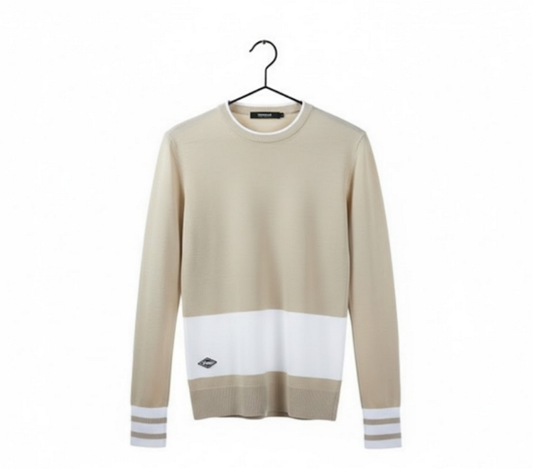 슈페리어 여성 간절기 겨울 유니크한 배색 골프웨어 라운드 니트 티셔츠