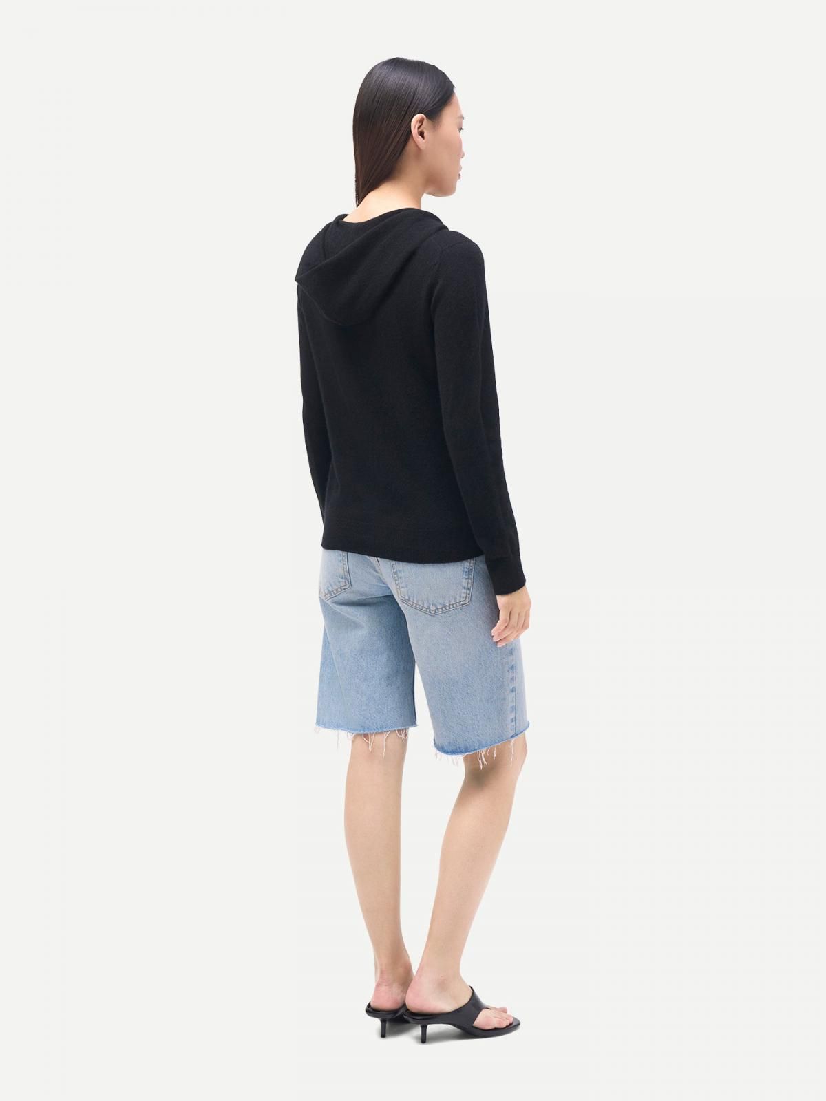 고비캐시미어 프리미엄 캐시미어 집업 후드티 블랙 포켓 KW120746-1481S0000-003E SCHWARZ - 상세 이미지 4