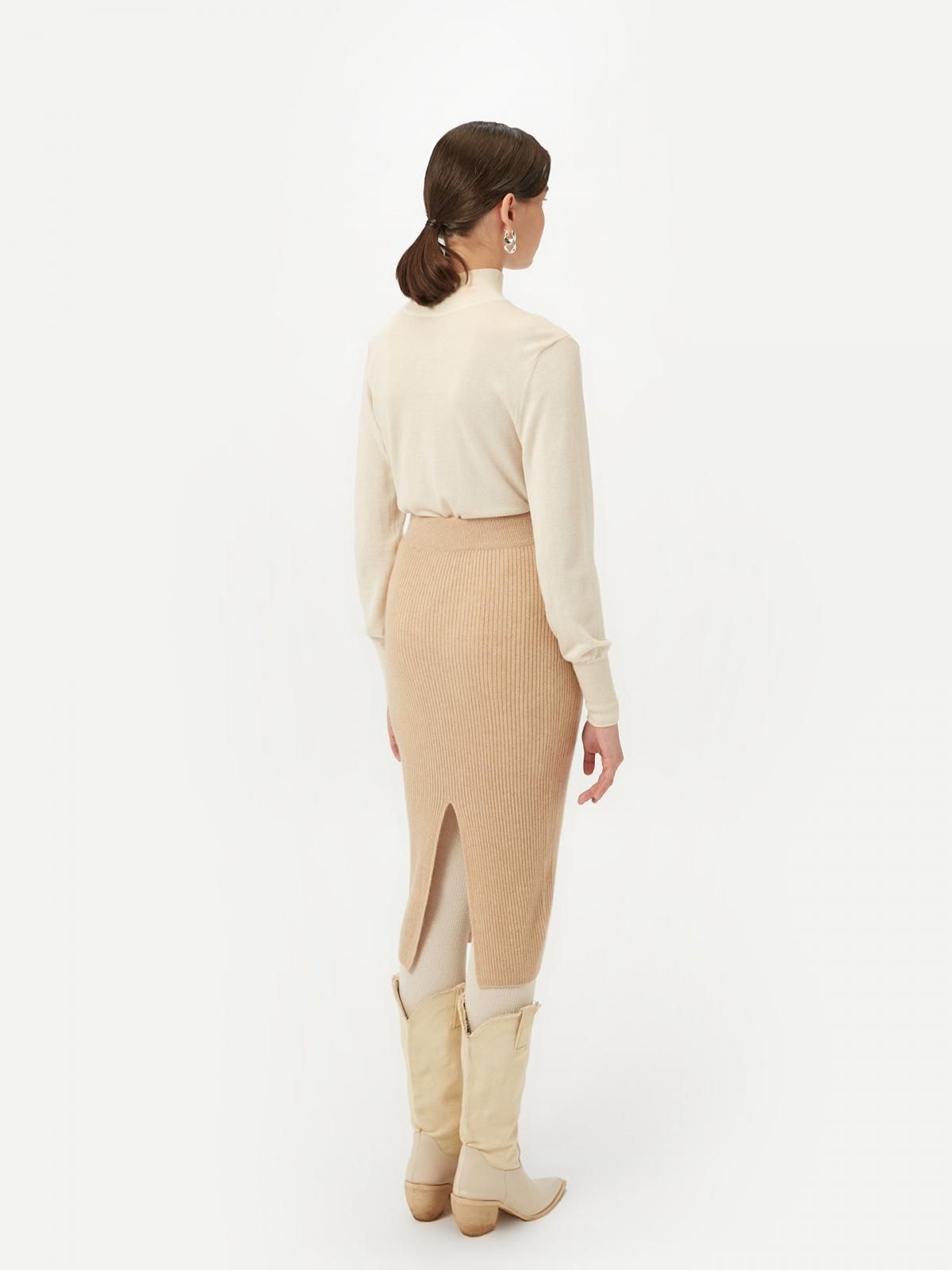 고비캐시미어 캐시미어 테크니컬 미디 스커트 KW160967-0002S0000-003E BEIGE - 상세 이미지 4