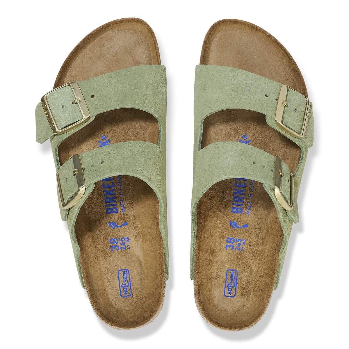 버켄스탁 아리조나 소프트 풋베드 스웨이드 레더 샌들 1027933/1027962 GREEN TEA - 상세 이미지 3