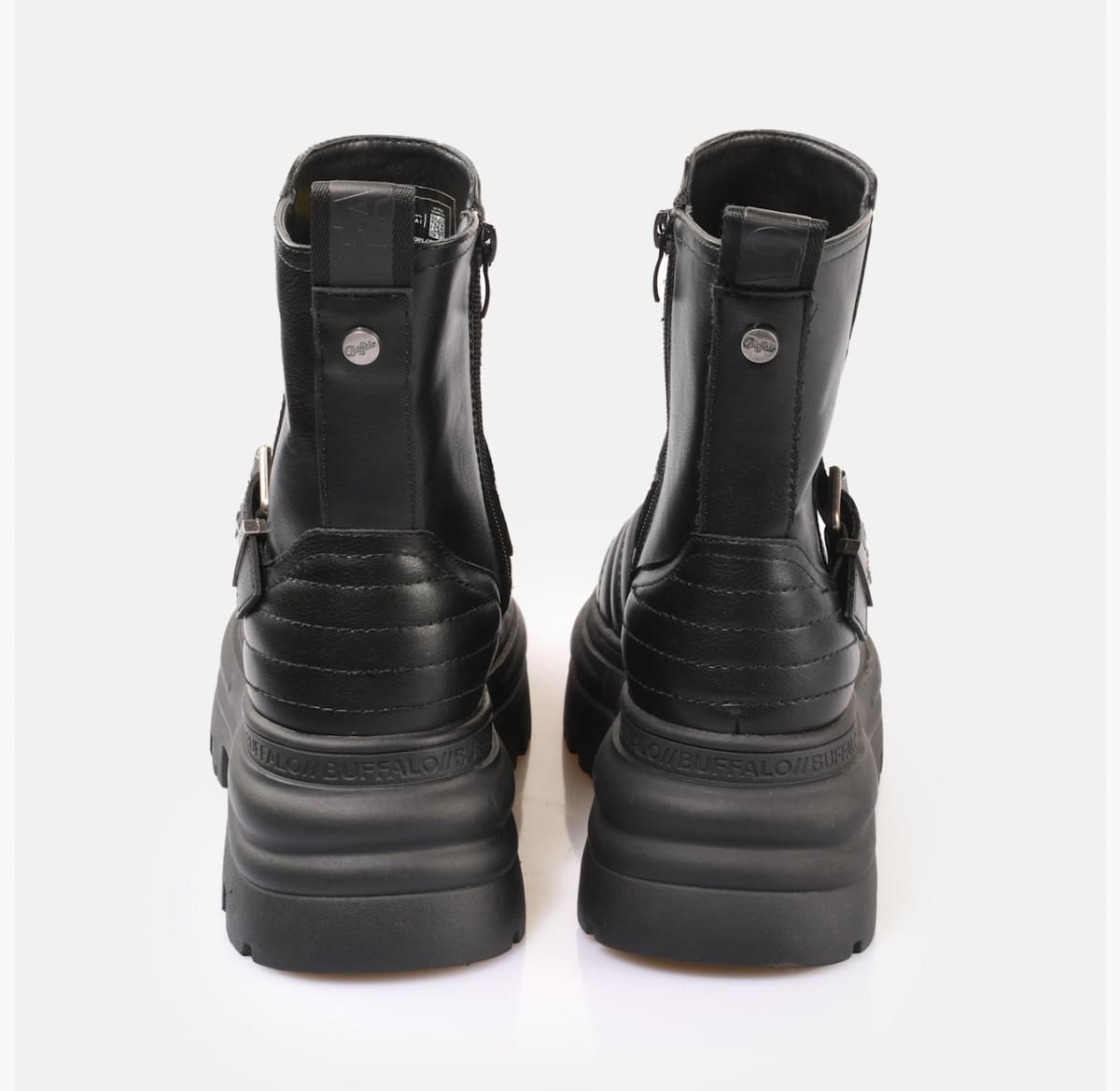 버팔로 비건 레더 청키 버클 미들 바이커부츠 블랙 02475190 SCHWARZ - 상세 이미지 5