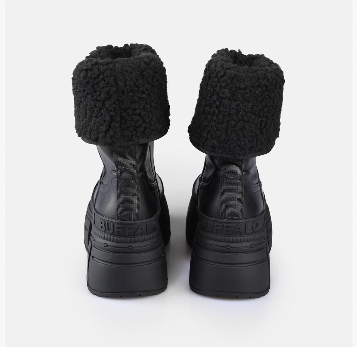 버팔로 플랫폼 앵클부츠 퍼 디테일 비건레더 02474808 SCHWARZ - 상세 이미지 5