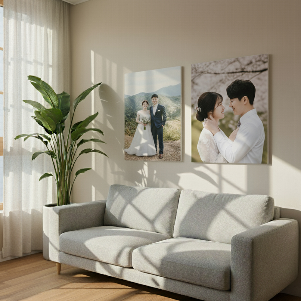 웨딩 아크릴 액자 가족 결혼식 본식 원목 사진 대형 주문 제작 20x30(50x76cm) - 상품 이미지