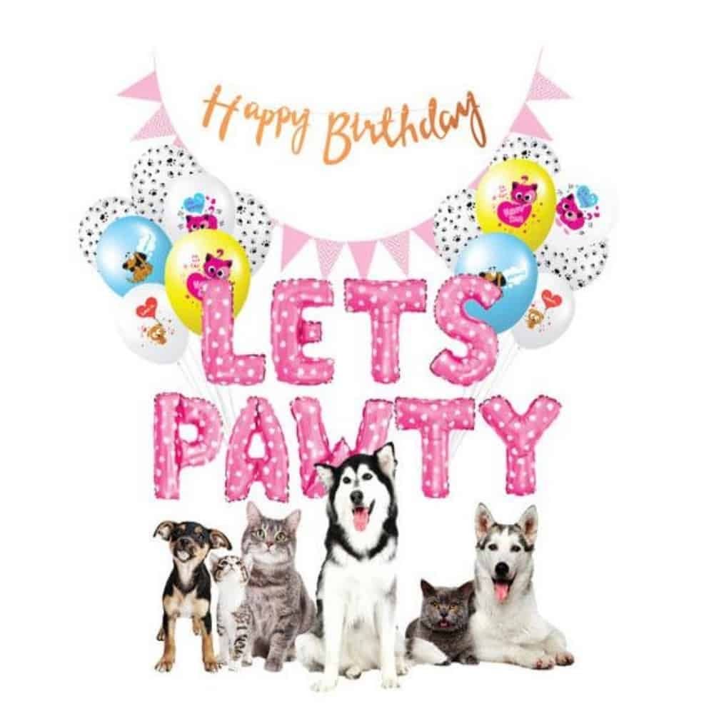 행사풍선 색깔풍선 펫 생일파티 삼각 가랜드 세트 - 메인 이미지