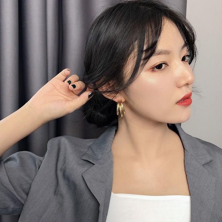 하트 원터치 금 여성용 데일리 패션 이어링 고급스러운 감성 4 실버 니들 골드 - 상세 이미지 4