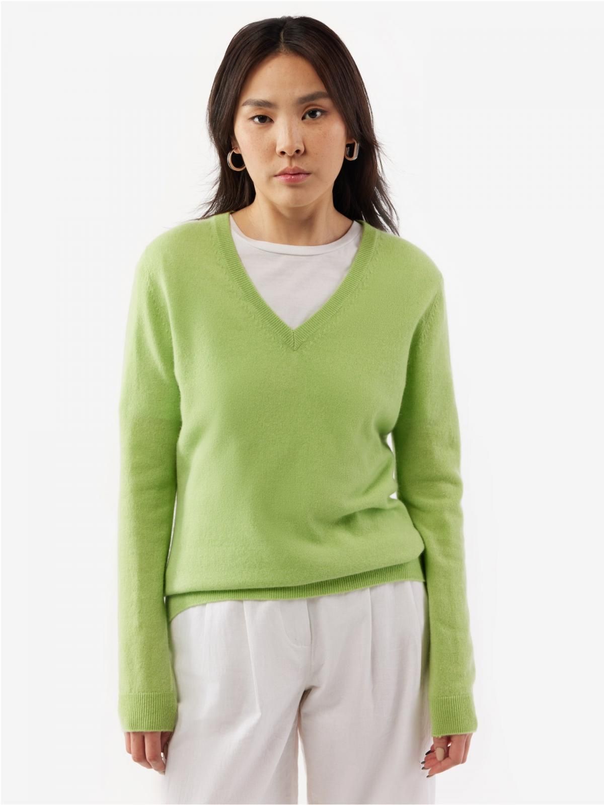 고비캐시미어 기본 브이넥 캐시미어 풀오버 KW070523-1461S0000-002E JADE LIMETTE - 상세 이미지 2