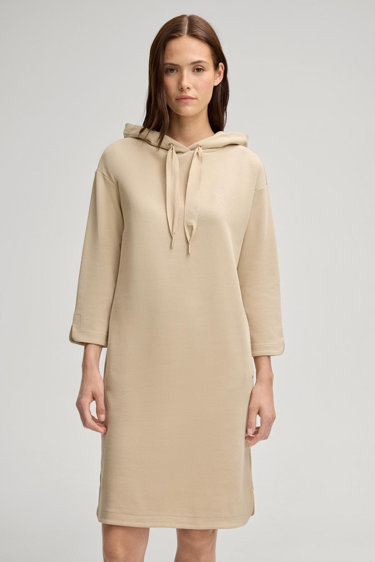 윱 캐주얼 베이지 코튼믹스 후드 미디 원피스 30047772-10007096-231 BEIGE - 상세 이미지 2