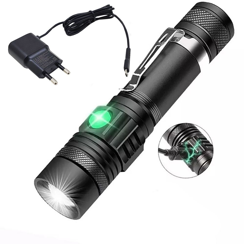 LED 충전식 줌 등산 캠핑 손전등 랜턴 후레쉬 XMLT6 - 메인 이미지