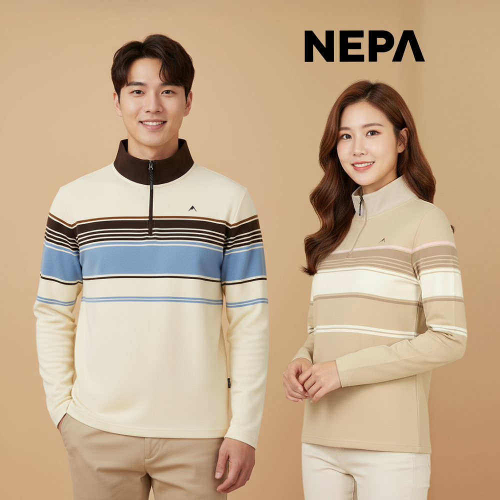 네파 등산티셔츠 남성 여성 긴팔티 집업 기능성 스트라이프 - 메인 이미지