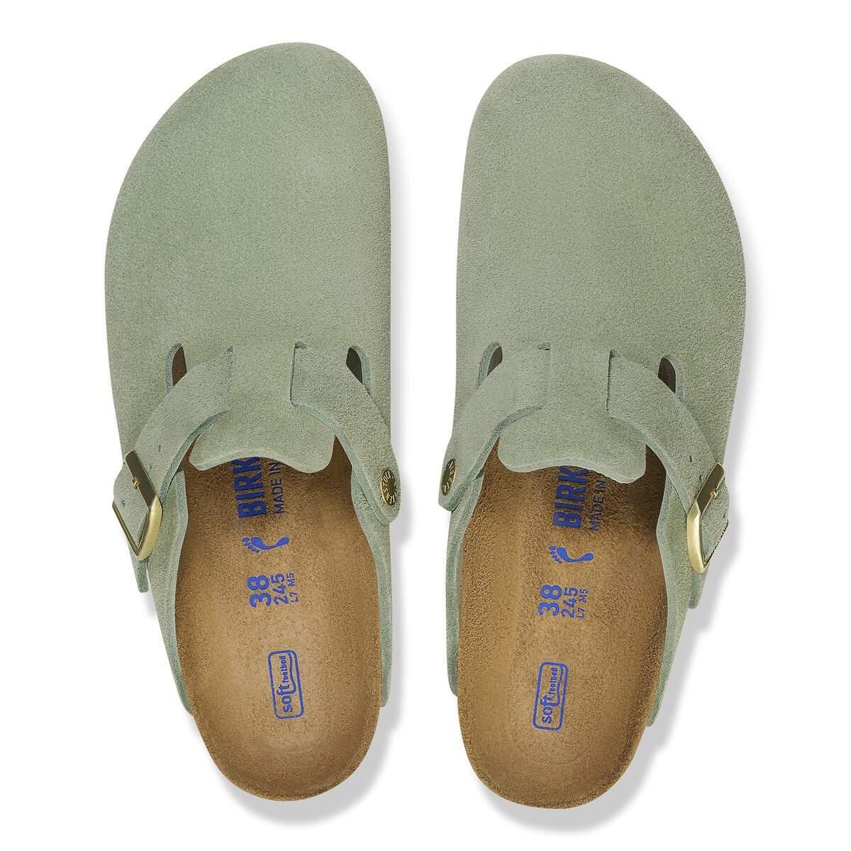 버켄스탁 보스턴 소프트 풋베드 스웨이드 레더 클로그 1027950/1027934 GREEN TEA - 상세 이미지 3