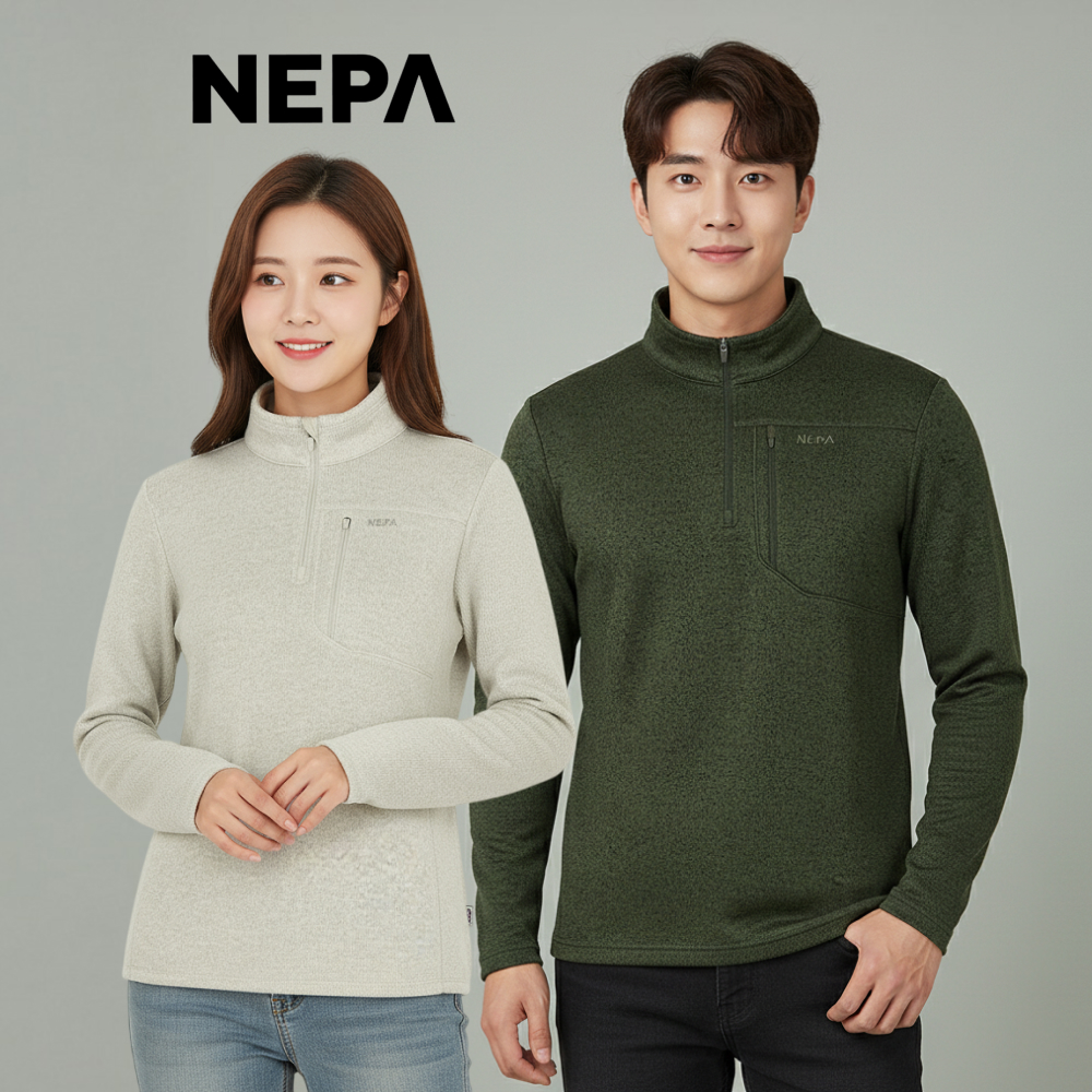 네파 등산 티셔츠 남성 여성 긴팔티 겨울 기모 집업 - 상품 이미지